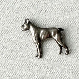 Beau Sterling Silver Boston Terrier Boxer Dog Brooch Pin